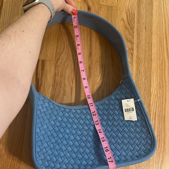 NWT Anthropologie Blue Woven Neoprene Shoulder Bag - Picture 4 of 11